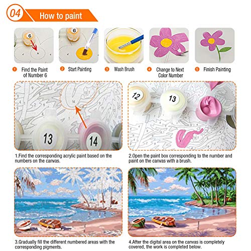TAHEAT Malen nach Zahlen Tiere Kits DIY Leinwand Ölgemälde für Kinder, Studenten - Buntes Löwengesichtsmuster 16 * 20… – Bild 6