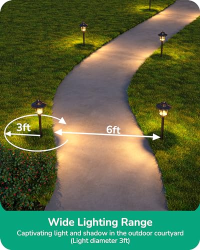EDISHINE Low Voltage Pathway Lights Wired, 12V 3W 120LM 3000K Seed Glass Outdoor Landscape Lighting with Connectors, ORB Waterproof Electric LED Landscape Path Lights for Walkway Garden Yard, 10 Pack - Image 3