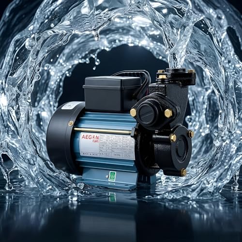 Image of AEGON 0.5 HP Self Priming Water Pump for Home, Garden & Agriculture | Single Phase Monoblock Motor | 25 x 25 mm Pump Size | 2650 RPM | Up to 30 m Head | 6 Months Warranty