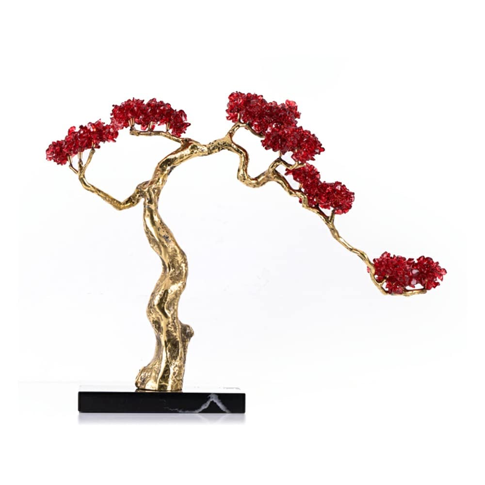IUokLU Gemstone Tree Modern Red Crystal Fortune Tree Lucky Ornaments Living Room Porch TV Cabinet Office Desktop Feng Shui Decoration Amethyst Bonsai