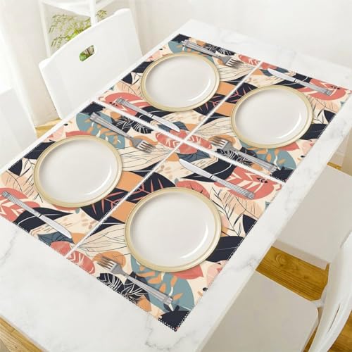 Sets de table lavables avec fond végétal résistant lot de 6