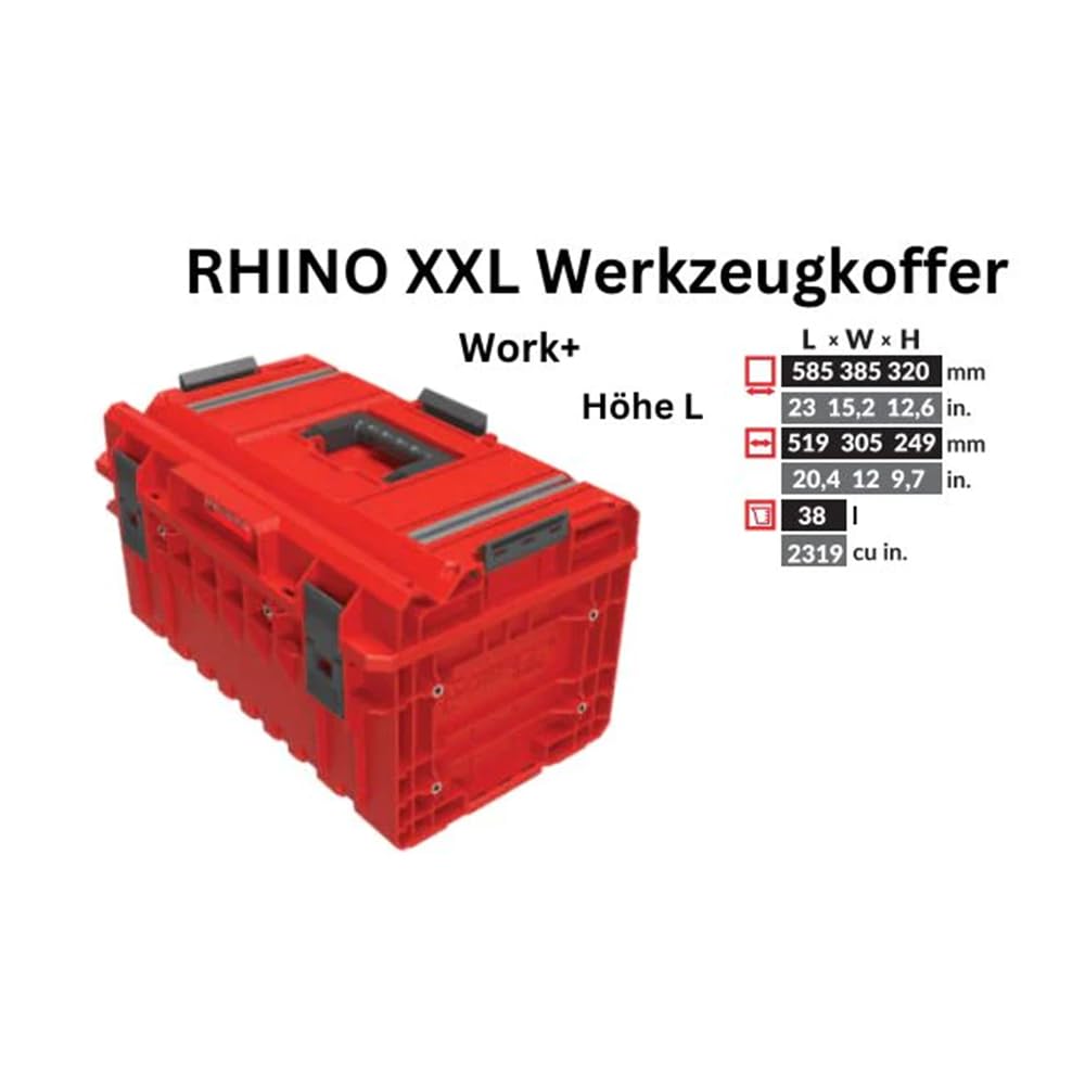 Toolbrothers RHINO XXL walizka narzędziowa ULTRA Work+ wysokość L 38 l IP66 z wyjmowanymi ściankami działowymi