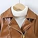 2025 Fashion Coats for Kids Faux Leather Collar Motorcycle Jackets Boys Outerwear Slim Coat (Brown, 12-24 Months)