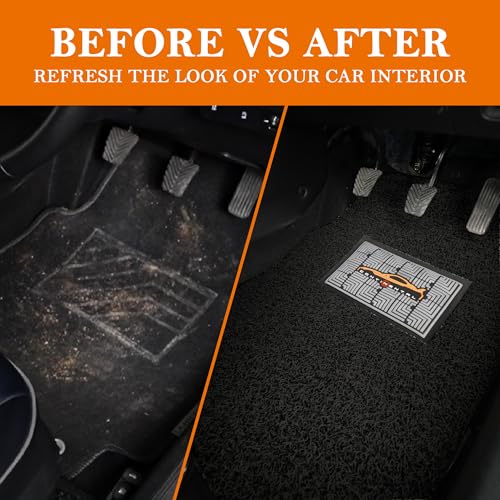 Image of CONTINENTAL [Duramat Curly] Universal Driver Side & Passenger Side Car Mat only - Premium Waterproof PVC Cushions Car Floor Mat for All Cars (Pack of 2 - Full Black).