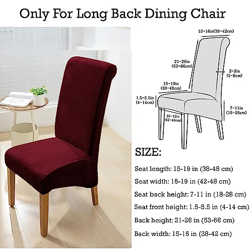 Image of HOKIPO Velvet Chair Covers for Long Back Dining Chair, Set of 2, Burgundy (AR-4760-BRGN*2)