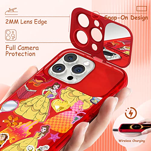 Joysolar For Iphone 13 Pro Max 6.7" Cute Cartoon Phone Case With Makeup Mirror, Kawaii Phone Cases For Women Teen Girls Kids Funny Cool Unique Protective Cover For Iphone 13 Pro Max, Belle #TOP4