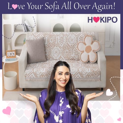 Image of HOKIPO Serene Abode Sofa Cover 2 Seater, 180x120 cm, Boho Floral Tile