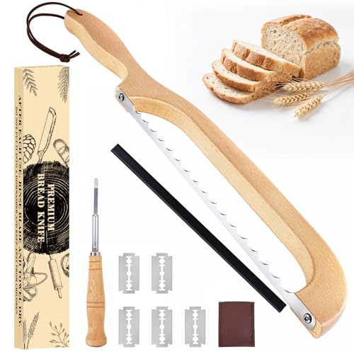 Bread Knife Set, Sourdough bread knife, Sharp Bread Knife for Sourdough, Baguettes, Bagels - Clean Slices with Less Crumbles