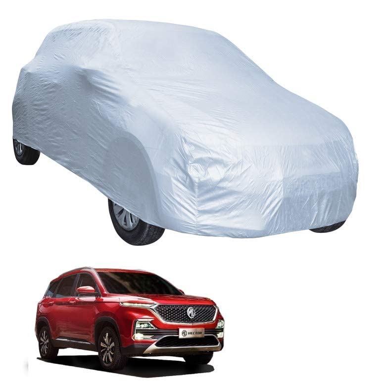 Image of Auto Hub Car Cover Compatible with MG Hector with Weather Proof, Triple Stitched, MG Hector Car Cover- Plain Silver