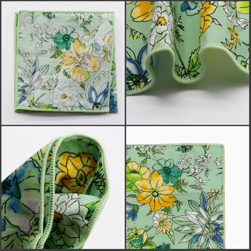 Image of Floral Pocket Squares for Men with Holder Printed Flower Mens Handkerchief Cotton Suit Pocket Hanky for Wedding