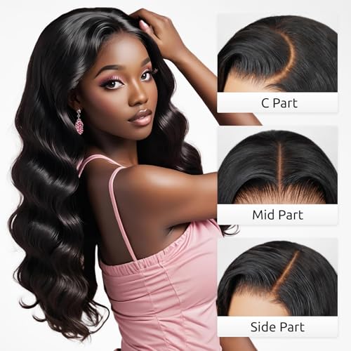FLYBAO 24inch Glueless Wig Human Hair Pre Plucked Pre Cut 230% Density Closure Wigs Human Hair 5x6 Body Wave HD Lace Front Wigs Human Hair 12A Lace Frontal Wig Bleached Knots Natural Hairline - Image 3