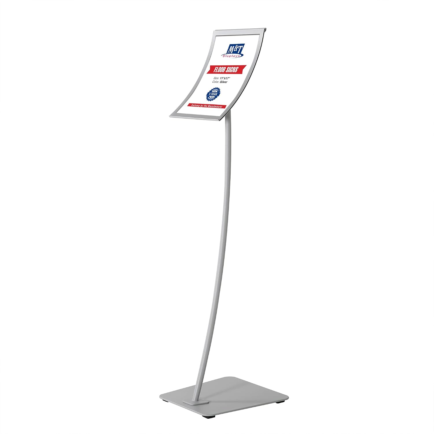 M&T Displays 11x17 inch Pedestal Curved Arc Menu Brochure Holder Magnetic Poster Frame Black Floor Standing Aluminum for Business Restaurant Cafe Hotel - Image 10