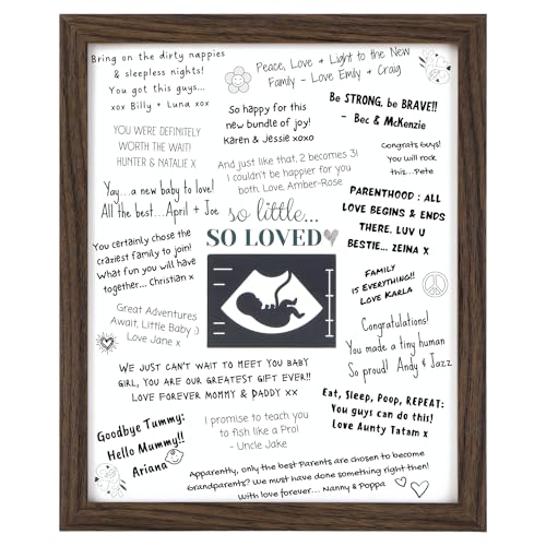 Image of Baby Shower Guest Book Frame (Suits Single Baby Or Twins) Sonogram Picture Frame To Sign - Ultrasound Photo Frame - Guest Book Alternative - Pregnancy/Nursery Keepsake For Mom To Be, 12''Wx14.5''H