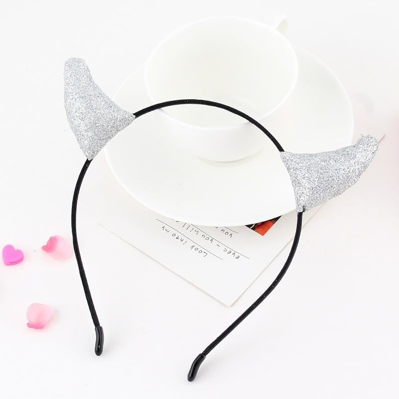 Devil Horns Headband Glitter Hairband with Horns for Halloween Dress Cosplay Costume Accessories - Image 5