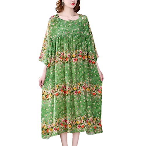 Robe mi-longue à manches longues pour masquer les bras avec élégance imprimé plage XL EN8