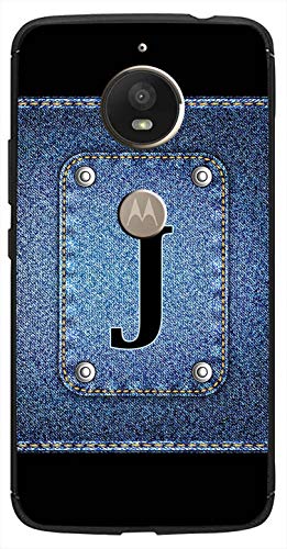 Image of Amazon Brand - Solimo Designer Button Jeans Alphabet-J Printed Soft & Flexible Hybrid Back Case Mobile Cover for Motorola Moto E4 Plus
