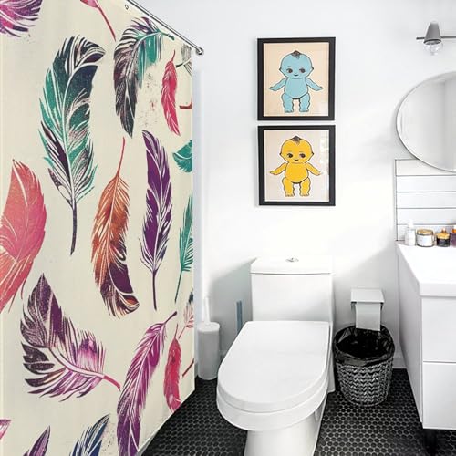 Rideau de douche en tissu imperméable multicolore lavable 12x183 cm