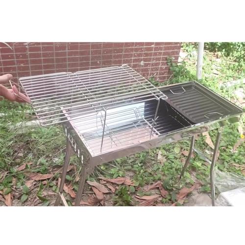 Horno de barbacoa plegable de acero inoxidable para camping y carbón 4