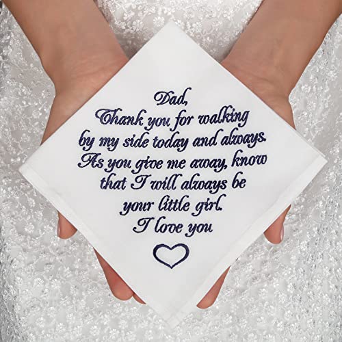 Llemioembroideryshop Father Of The Bride Handkerchief From Daughter Dad Embroidered Wedding Hankerchief Parent Of The Bride Gift On Wedding Day  thumb #2