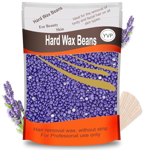Lavander Hard Wax Beans for Painless At Home Hair Removal 300g (10 Oz) Brazilian Waxing Beads for Face Eyebrow Back Chest Bikini Areas Legs with 10 Pcs Wax Spatulas
