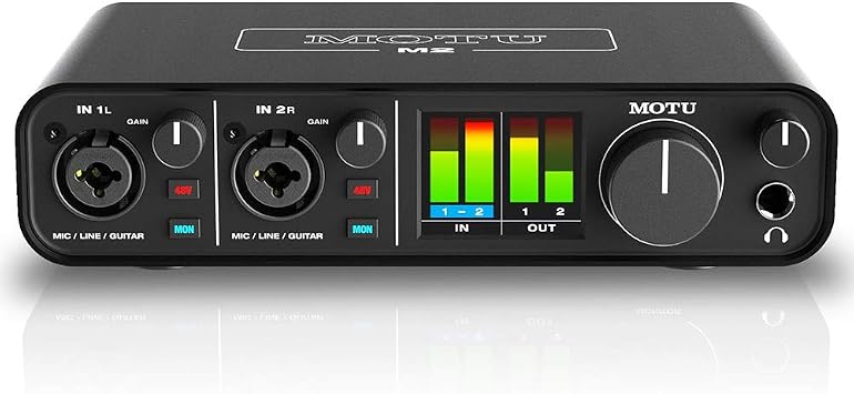 Motu M2 2x2 USB Audio Interface with AKG Project Studio P220 Condenser Mic, HPC-A30 Studio Monitor Headphones & XLR Cable Bundle