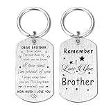 Resdink Brother Keychain Gifts - I Love You Brother Birthday Key Chain, Best Graduation Gifts for Our Brother Proud of Brother Teen Boy, Christmas Valentine Present for My Dear Brother