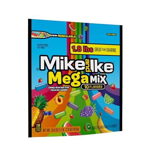 Mega Mix Mike and Ike Candy, 28.8 Ounce Bag (Pack of 1), Chewy Candy, Vending Machine Candy, Gummy Candy Mix