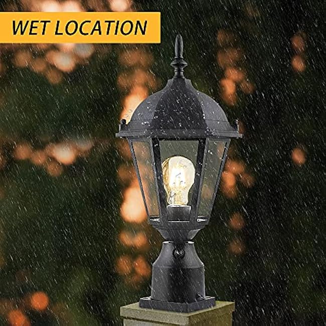 Outdoor Post Light Pole Lantern Lighting Lamp Post Light Fixture 8 Inch Black