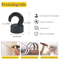 NogmeTaa Mini Magnethaken, Platzsparer & stark – 30 Stück (Schwarz) – Ansicht 3