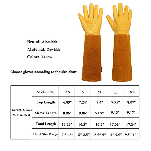 Alomidds Gardening Gloves For Women/Men Rose Pruning Thorn & Cut Proof Long Elbow Durable Cowhide Leather Gardening Gloves For Pruning Cacti Rose And Thorny Bushes (Xs, Yellow) #TOP3
