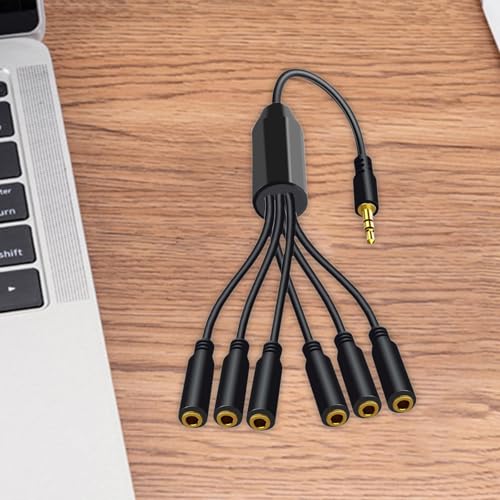 Cable de audio 3.5mm macho a múltiples jack hembra 0.3m miniatura 7