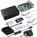 GeeekPi Starter Kit for Raspberry Pi 4 4GB, Include Pi 4 4GB RAM Board, 64GB SD Card and Card Reader, ABS Case with PWM Fan, 5V 3.6A Power Supply with ON/Off Switch, 2pcs 4K HDMI Cables