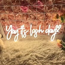 Yay Its Lash Day Neon Sign, Led Neon Lights for Nail Brows Lash Salon Makeup Beauty Room USB Powered Light Up Neon Sign for Wall Decor Bedroom Window Door Lash Bar Shop Business Store 21.6IN