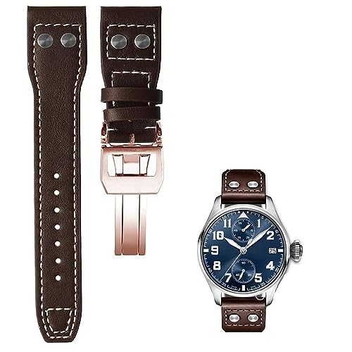 Bracelet de montre en cuir rivets pour remplacer accessoire pilote Iw500916
