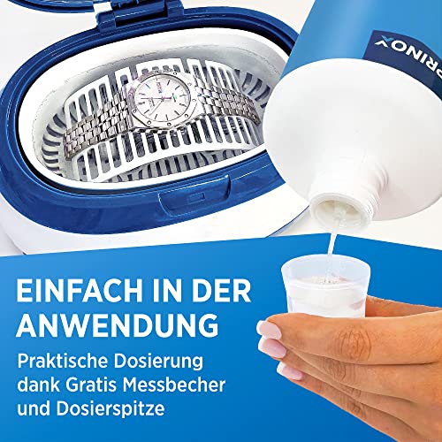 PRINOX Ultraschallreiniger Konzentrat 1030ml - Extrem ergiebig - Für Brille, Schmuck, Gebiss & Kleinteile - Für Ultraschallgeräte, Ultraschallbad
