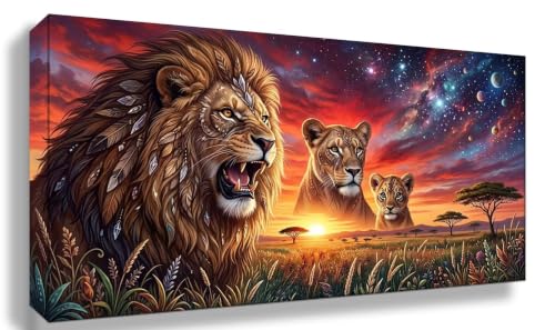 Diamond Painting León para decoración de pared, kit de pintura de diamante adultos cielo estrellado