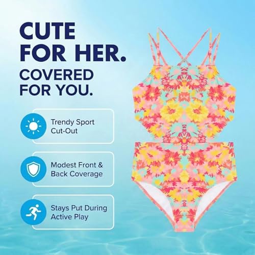Image of Kanu Surf Girls' Beach Girl Sport Cut-Out One Piece Swimsuit