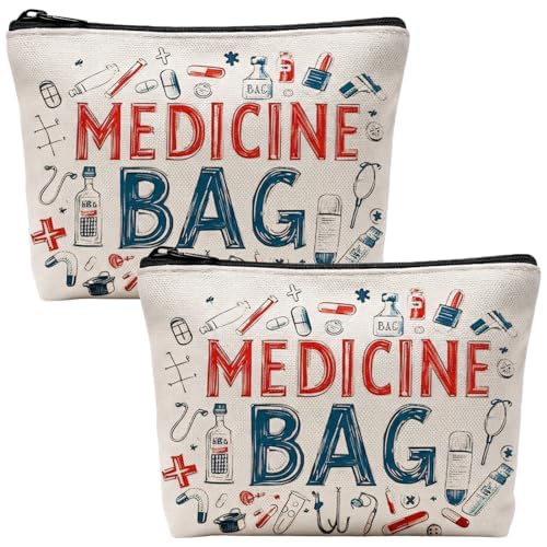 xinxingin 2 PCS Medicine Pouch for Travel, Portable Medicine Bag with Zipper Closure, Compact Travel Organizer Pouch for Medication Storage, Durable Medicine Pouch for Home and Outdoor Use