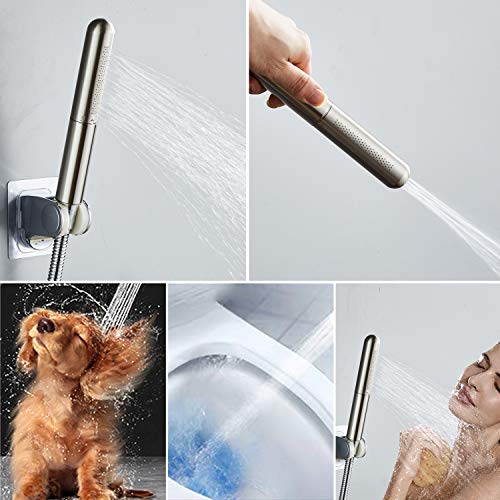 Shower Head Handheld Solid Copper Bathroom Showerhead High Pressure Wand Hand-Held Sprayer (Brush Nickel) #TOP1