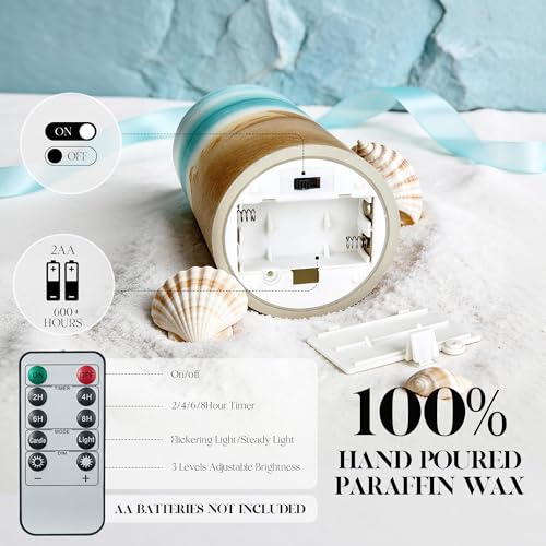 Image of Beach Coastal Ocean Decor Seashell & Starfish Battery Flameless LED Candles