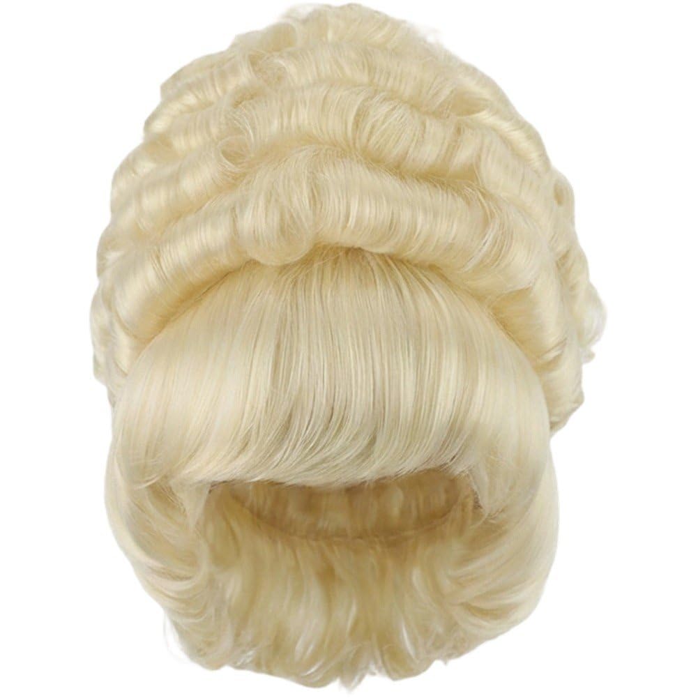 Perruque bouclée baroque blonde courte du XVIIIe siècle pour déguisement de reine