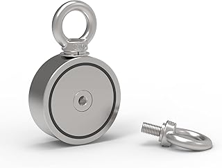Double Sided Fishing Magnet with 1500lbs Combined Strength Neodymium Rare Earth Magnet Fishing for River Lake Hunting Retrieving Salvage Underwater (3.7in Dia)