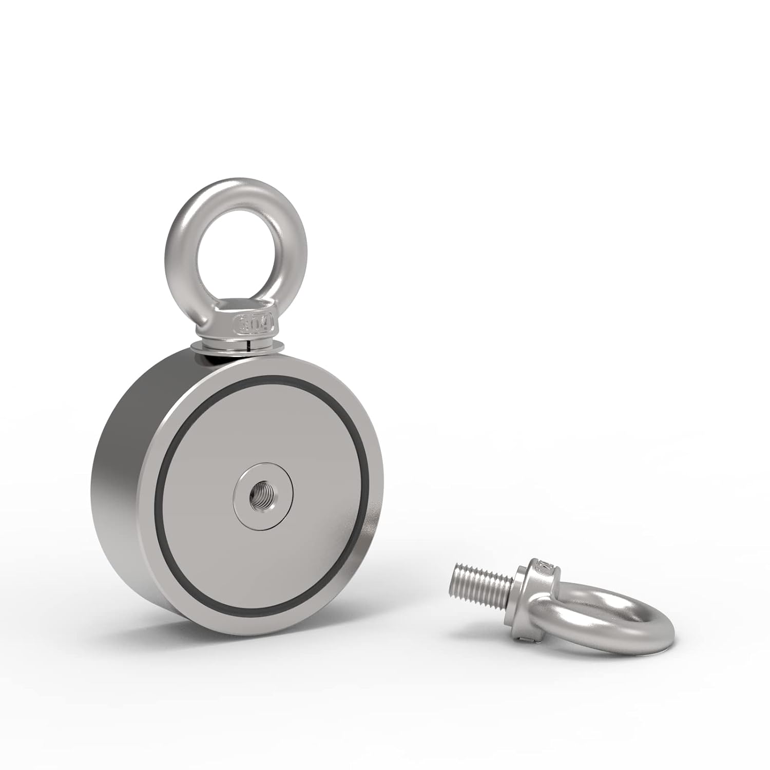 Double Sided Fishing Magnet with 1500lbs Combined Strength Neodymium Rare Earth Magnet Fishing for River Lake Hunting Retrieving Salvage Underwater (3.7in Dia)