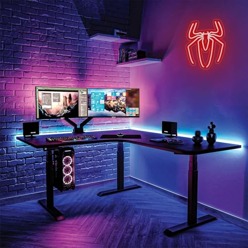 Image of Spider Neon Sign Lamp - 10 Level Dimmable Spider Wall Decor Night Light with USB Power for Boys Room, Bedroom, Gaming Room, Anime Neon Sign, Happy Birthday Gift for Kids and Boyfriend
