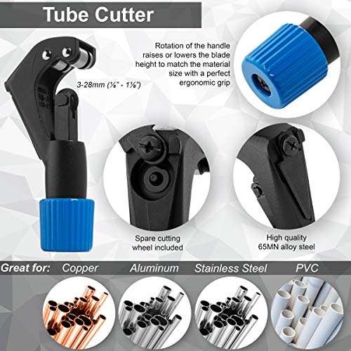 Image of Small Copper Pipe Tubing Cutter with Reamer - Tube Cutter 1 /8 inch to 1 1 /8 inch | Small Copper Pipe Cutter with Reamer for HVAC, Plumbing Tubing Cutter for Copper Brass Aluminum & Thin Stainless Streel Pipes