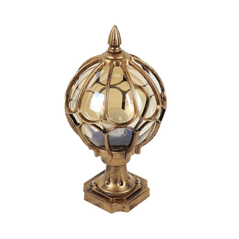 QUSYZD Outdoor Post Cap Lamp E27 Base Garden Villa Decoration Post Lights Vintage Exterior Courtyard Post Lantern Waterproof European Column Lighting Fixtures Road Lamps,Gold-47cm