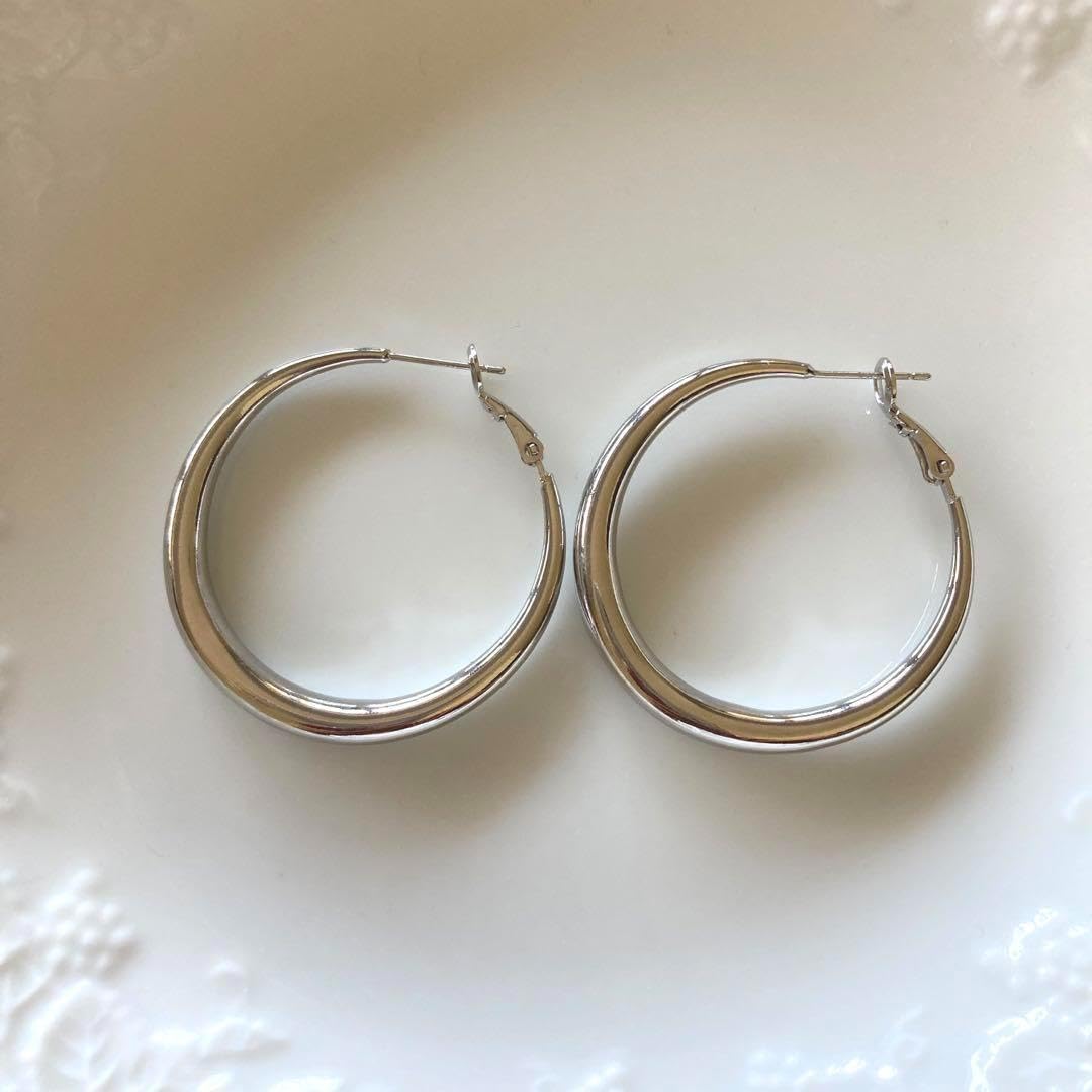 Amazon.co.jp: 64* フープピアス シルバー リングピアス 4cm