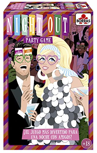 BORRAS - Night out Juego de Mesa es un Divertido Party Game con 3 dinámicas Diferentes, para Fiestas con Tus Amigos, Incluye 4 Divertidas Gafas, a Partir de 18 años (19191)
