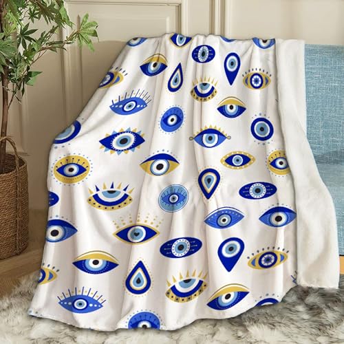 Ottoy Evil Eyes Blanket Gifts Plush Fuzzy Cozy Soft Lightweight Blankets for Couch Air-Conditioning Quilts Decor Blanket for Chirstmas Gifts 60
