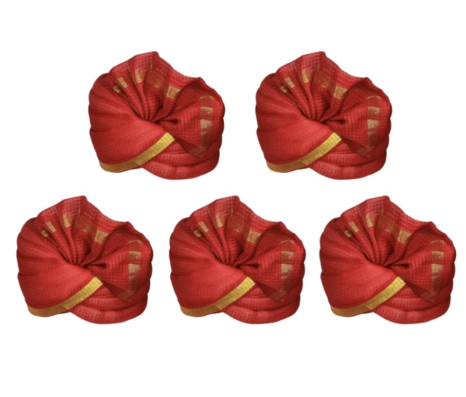ANR Creations Premium Pagdi/Turban for Barati & Gharati (Host) to Celebrate Wedding/Any Other Function for Men & Women (Free Size) Pack of 10 Zaridhar Premium